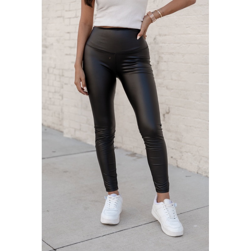 Sky Full Of Stars Black Faux Leather Leggings FINAL SALE