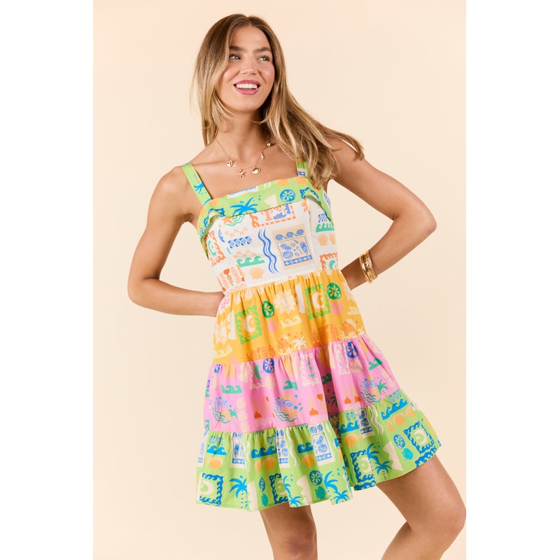 Summer Fun Color Block Icon Mini Dress