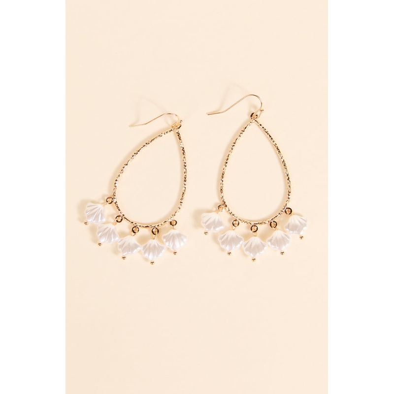 White Shell Teardrop Earrings