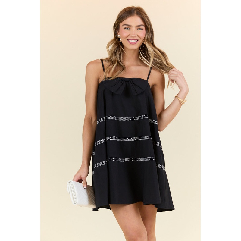 Wonderful Thoughts Black Bow Tie Mini Dress