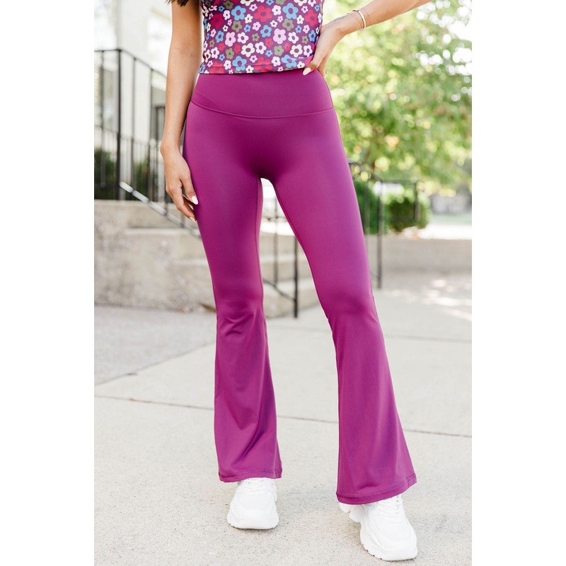 Believe In Yourself Deep Purple Flare Leggings FINAL SALE