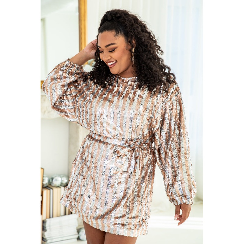 Diamonds In My Eyes Striped Sequin Mini Dress FINAL SALE