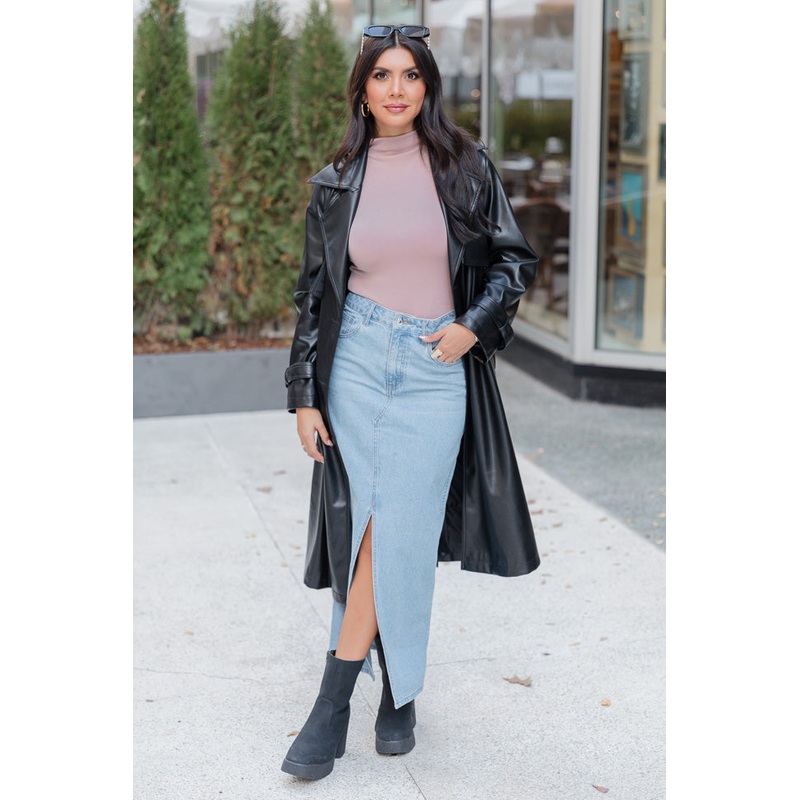 How Dare You Black Faux Leather Coat FINAL SALE