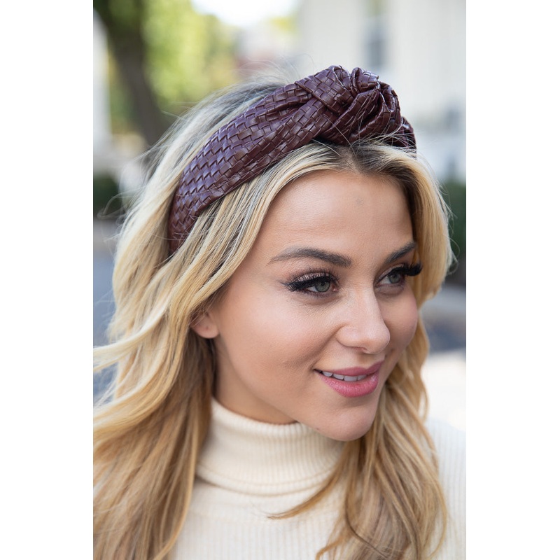 In Control Brown Leather Knotted Headband FINAL SALE