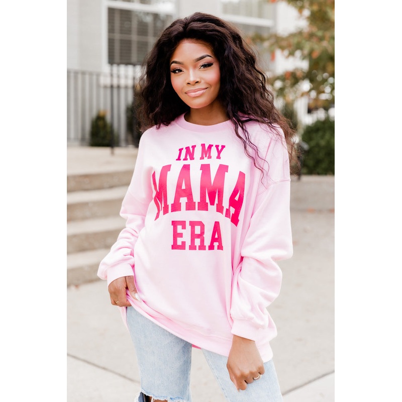 In My Mama Era Light Pink Graphic Sweatshirt