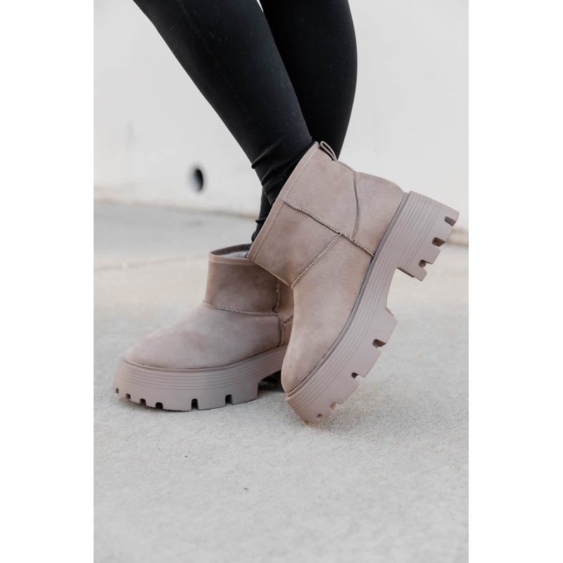 Kate Beige Suede Lug Ankle Booties FINAL SALE