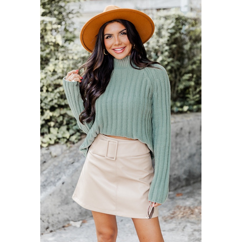 Letting You Go Olive Chenille Turtleneck Sweater FINAL SALE
