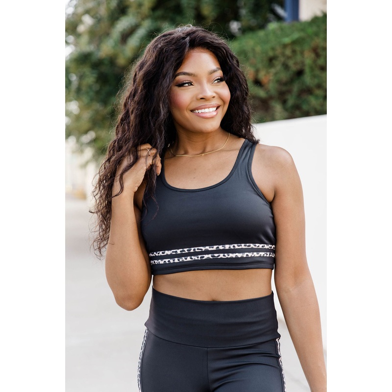 Make It Happen Black And Leopard Sports Bra FINAL SALE