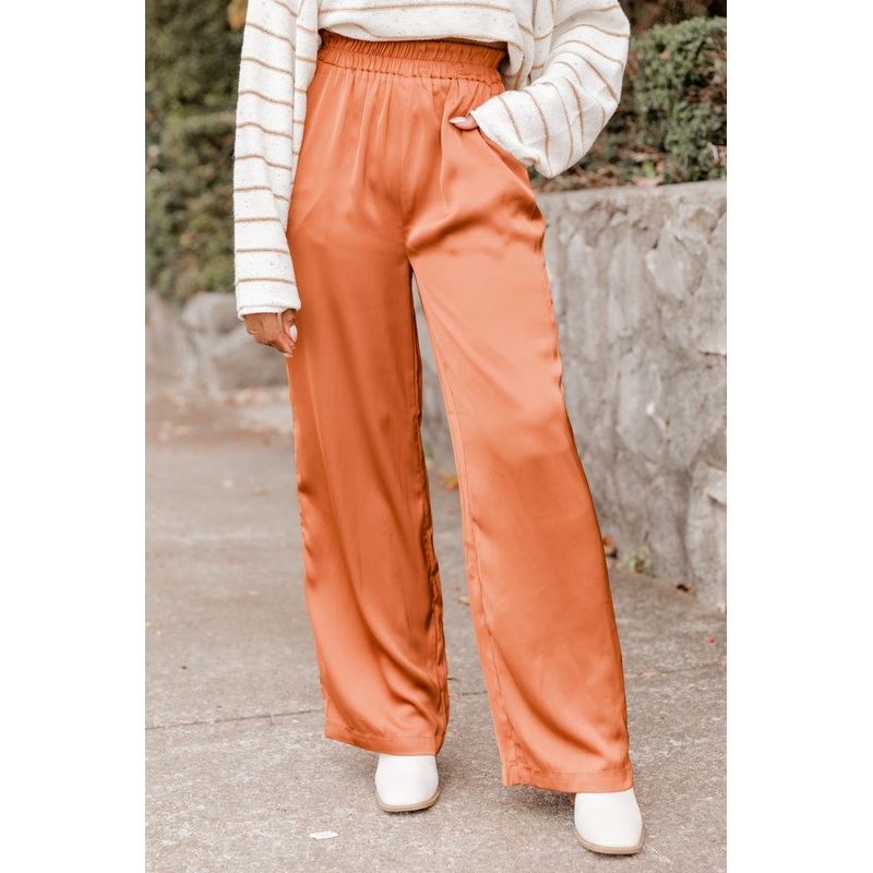 Must Be Nice Rust Smocked Waist Pants FINAL SALE