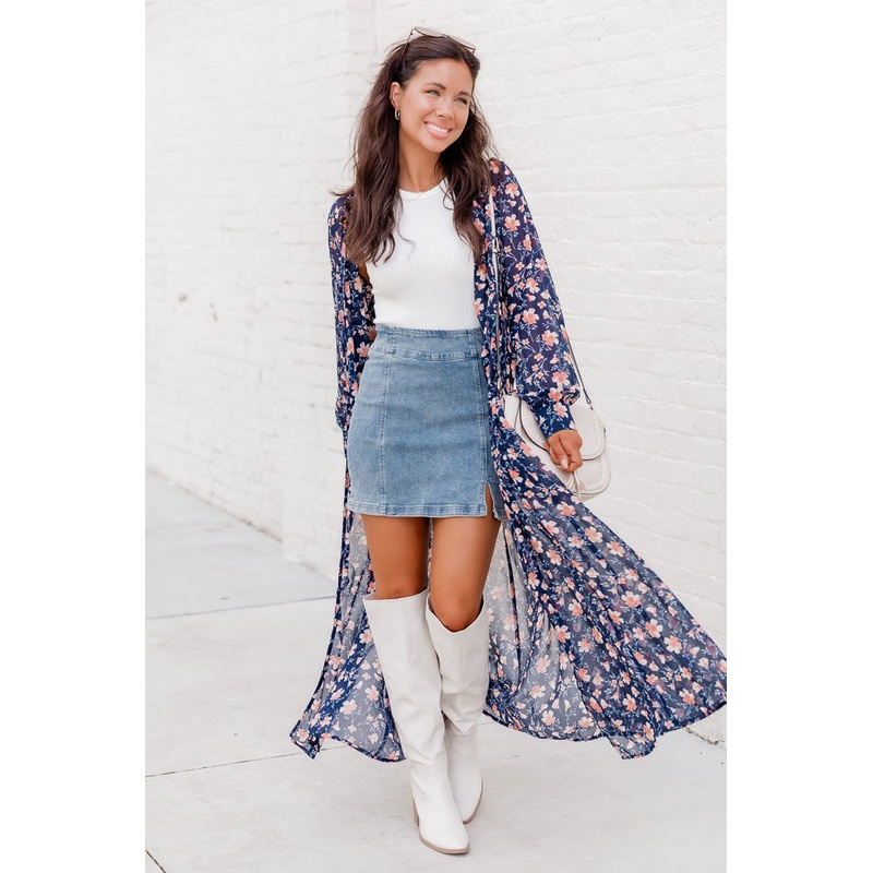 On My Own Time Navy Floral Kimono FINAL SALE