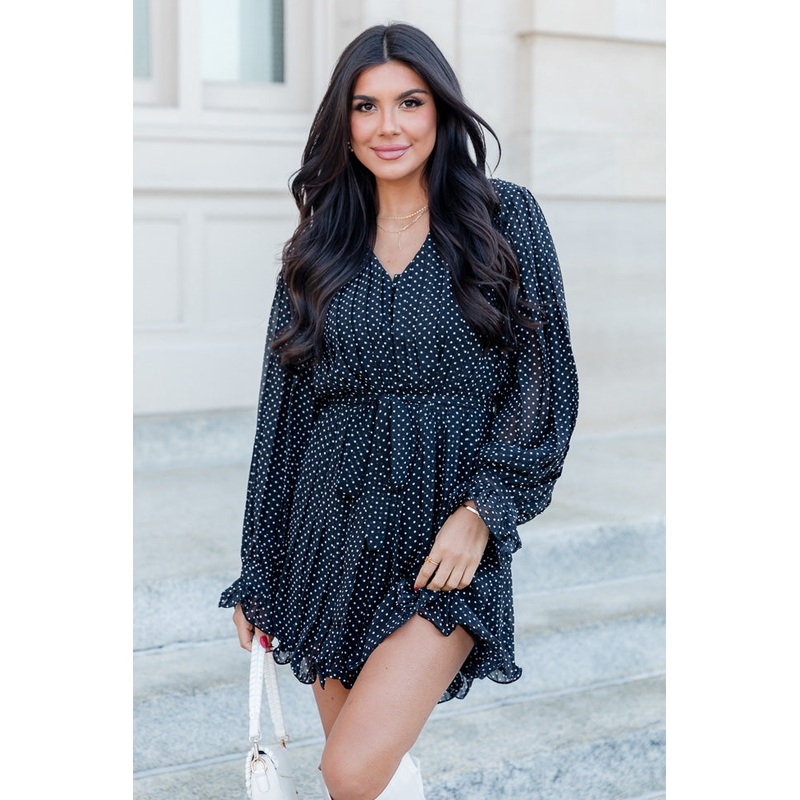 Pretty On Point Black Polka Dot Romper FINAL SALE