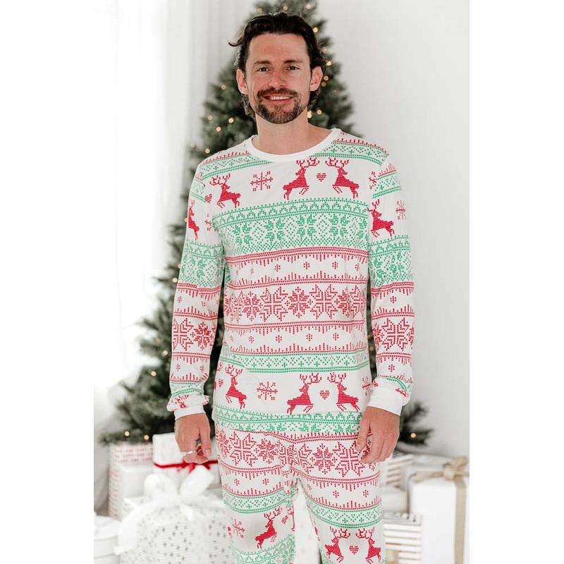 Sleigh All Day Men Red and Green Fair Isle Pajama Top FINAL SALE