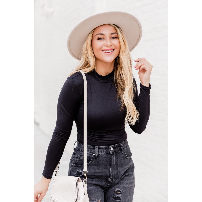 Your Own Path Black Mock Neck Bodysuit FINAL SALE