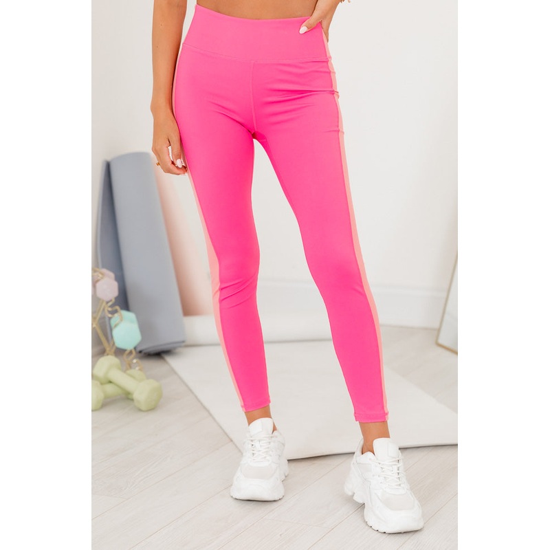 Always On The Go Pink Color Block Leggings FINAL SALE