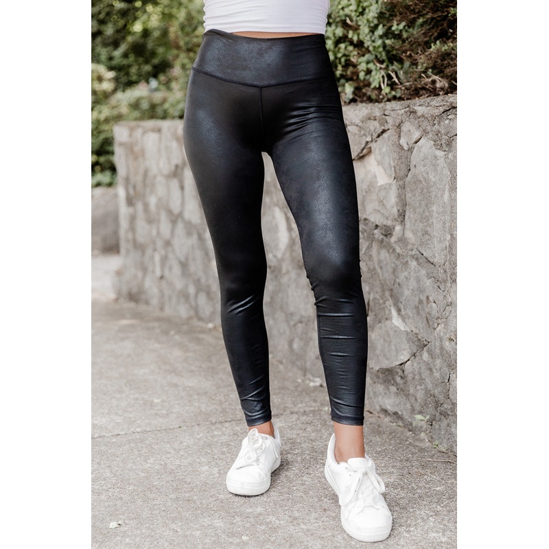 Be Extraordinary Black Faux Leather Leggings Black FINAL SALE