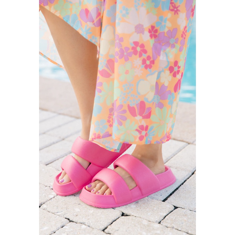 Ciana Hot Pink Double Strap Cloud Slides FINAL SALE