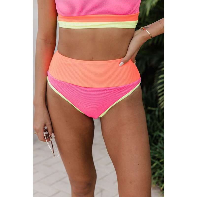 Do Not Disturb Neon Color Block Bikini Bottoms FINAL SALE