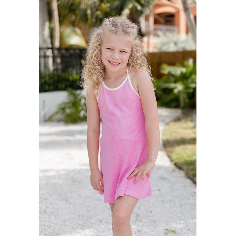 Kid’s Reese Pink Terrycloth Halter Dress FINAL SALE