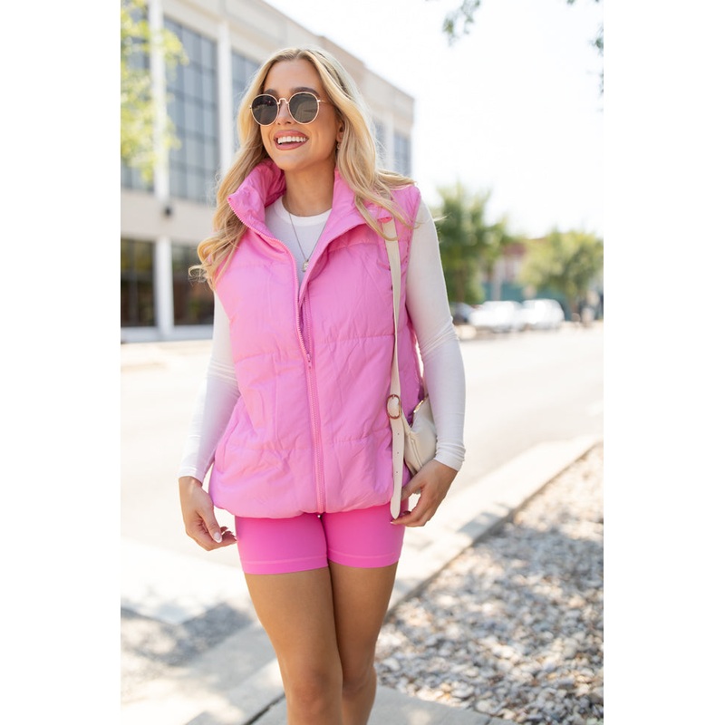 My Eyes On You Pink Oversized Puffer Vest FINAL SALE