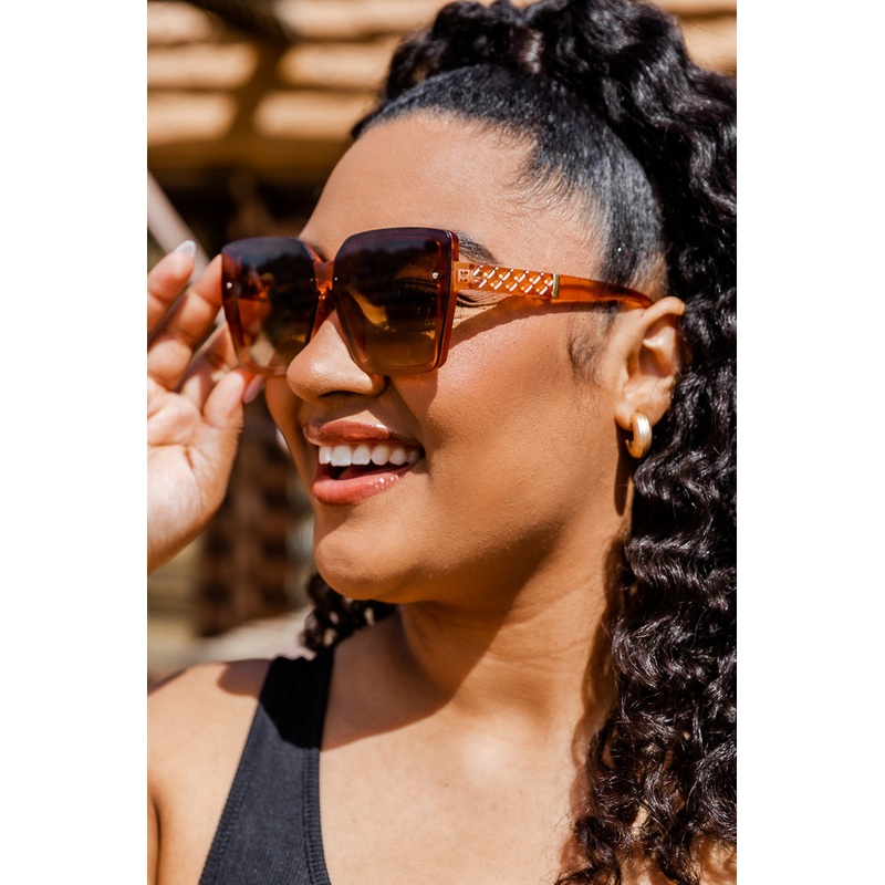 Turn Up The Sunshine Large Square Frame Brown Sunglasses FINAL SALE