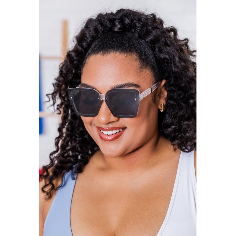 Turn Up The Sunshine Large Square Frame Clear Sunglasses FINAL SALE