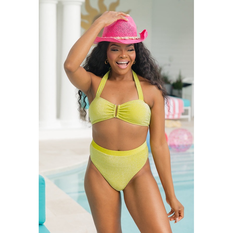 Classic Coastal Green Shimmer Bikini Top FINAL SALE