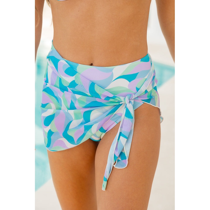 Diamond Girl In Turquoise Waters Bikini Bottom & Sarong FINAL SALE
