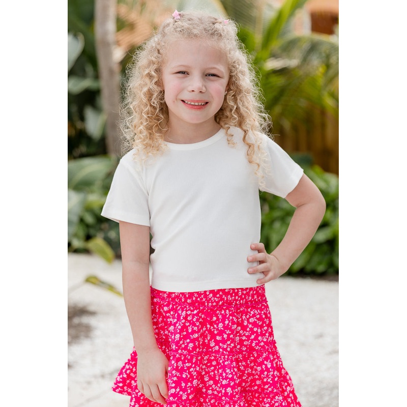 Kid’s Everyday Essential Ivory Ribbed Crew Neck Tee FINAL SALE