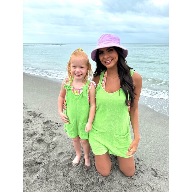 Kid’s Remember This Feeling Lime Terry Romper
