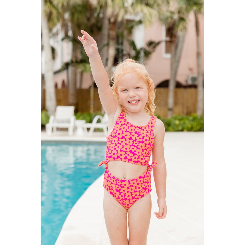 Kid’s Sandy Shores In Floral Flair Tie Side Swimsuit FINAL SALE