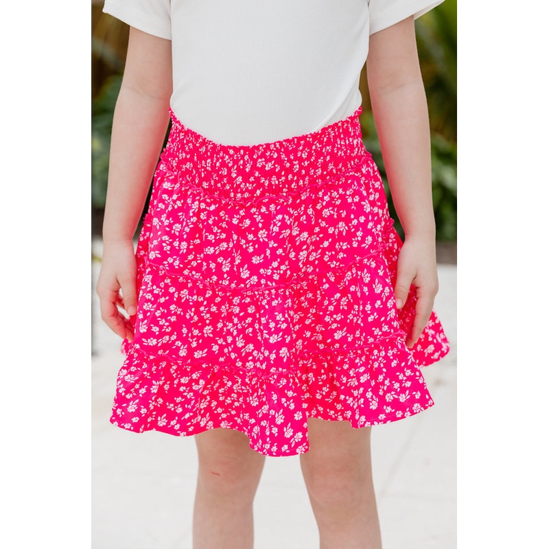 Kid’s Through The Garden Hot Pink Floral Mini Skort