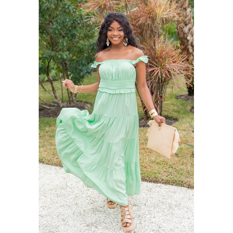 Living A Dream Green Woven Maxi Dress FINAL SALE
