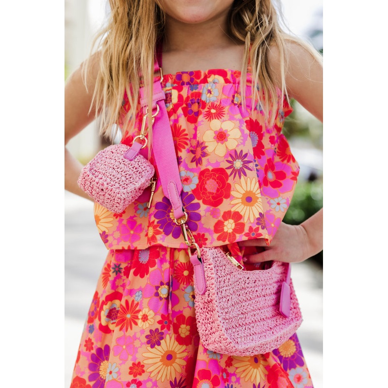 Boardwalk Bay Mini Woven Pink Crossbody FINAL SALE