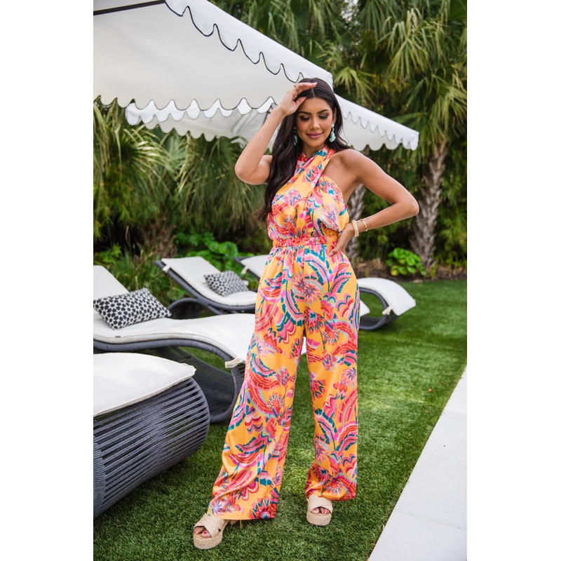 Gate To My Heart Multi Printed Halter Jumpsuit FINAL SALE