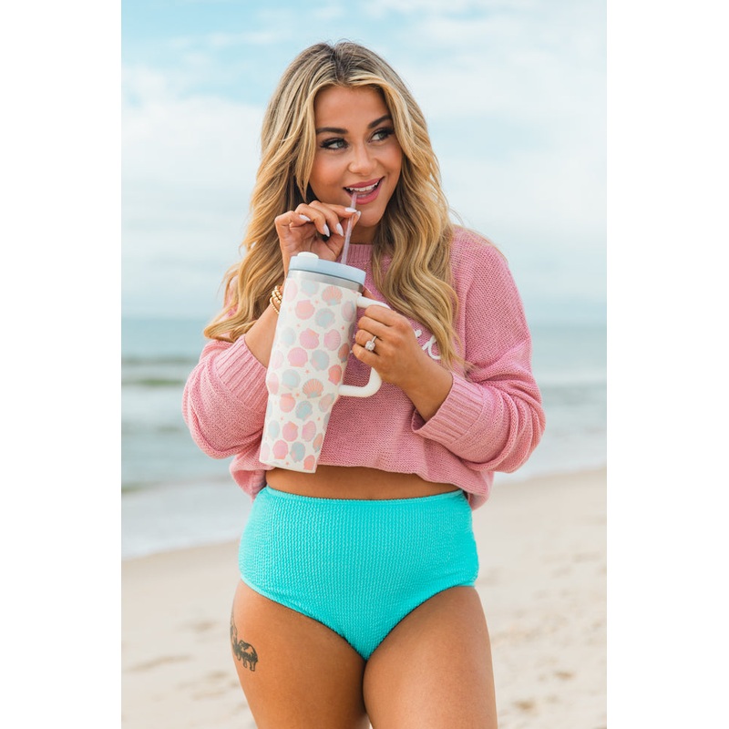 It’s My Moment Blue High Waisted Textured Swimsuit Bottoms FINAL SALE