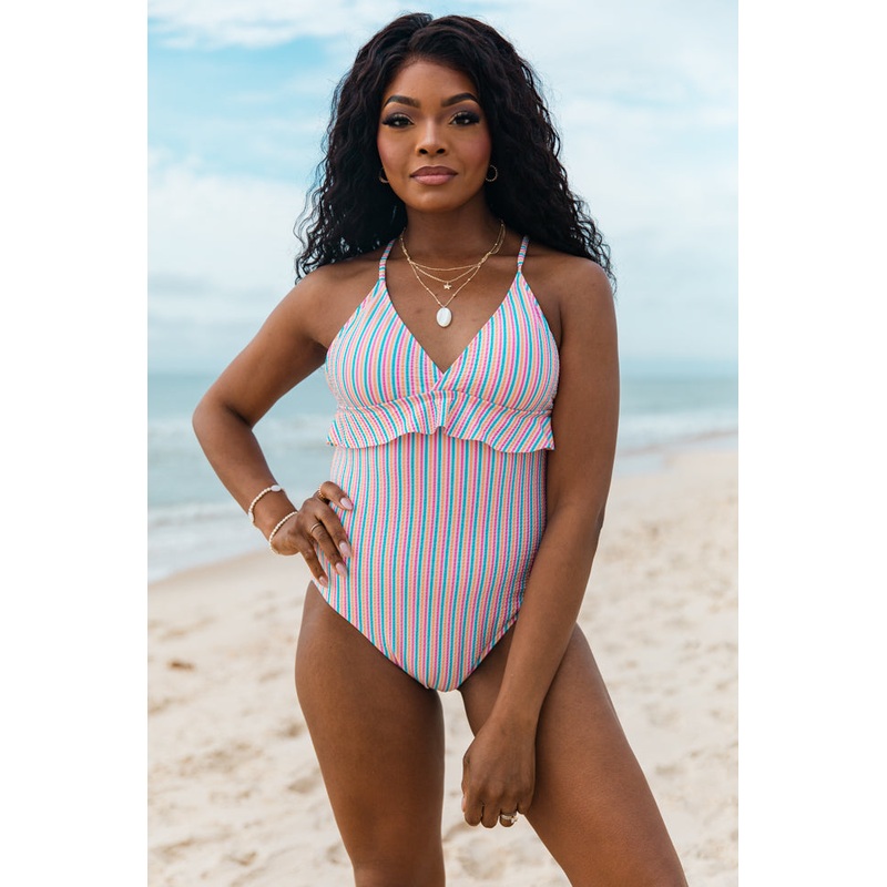 Love Like Ours Striped V-Neck One Piece Swimsuit FINAL SALE