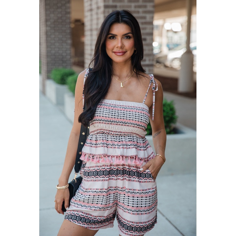 Musical Motives Coral and Black Printed Woven Set FINAL SALE