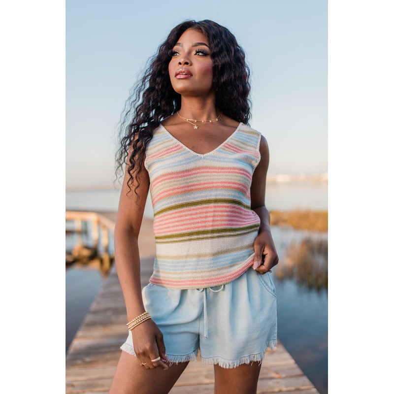 On The Cape Multi Stripe Sweater Tank