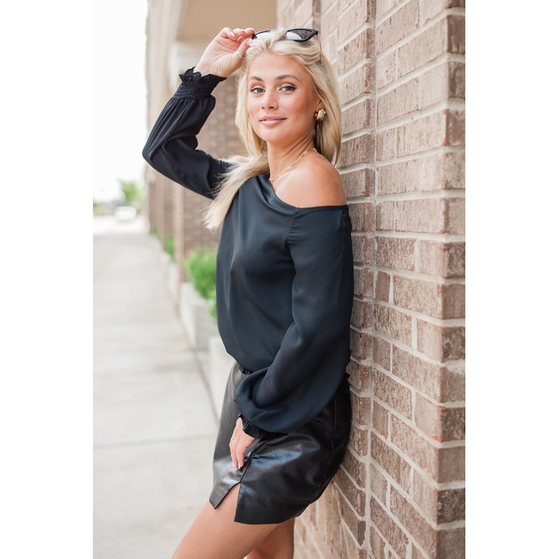 Casual Romance Black Off The Shoulder Top FINAL SALE