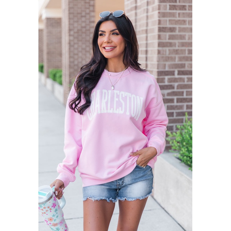 Charleston Block Light Pink Graphic Sweatshirt