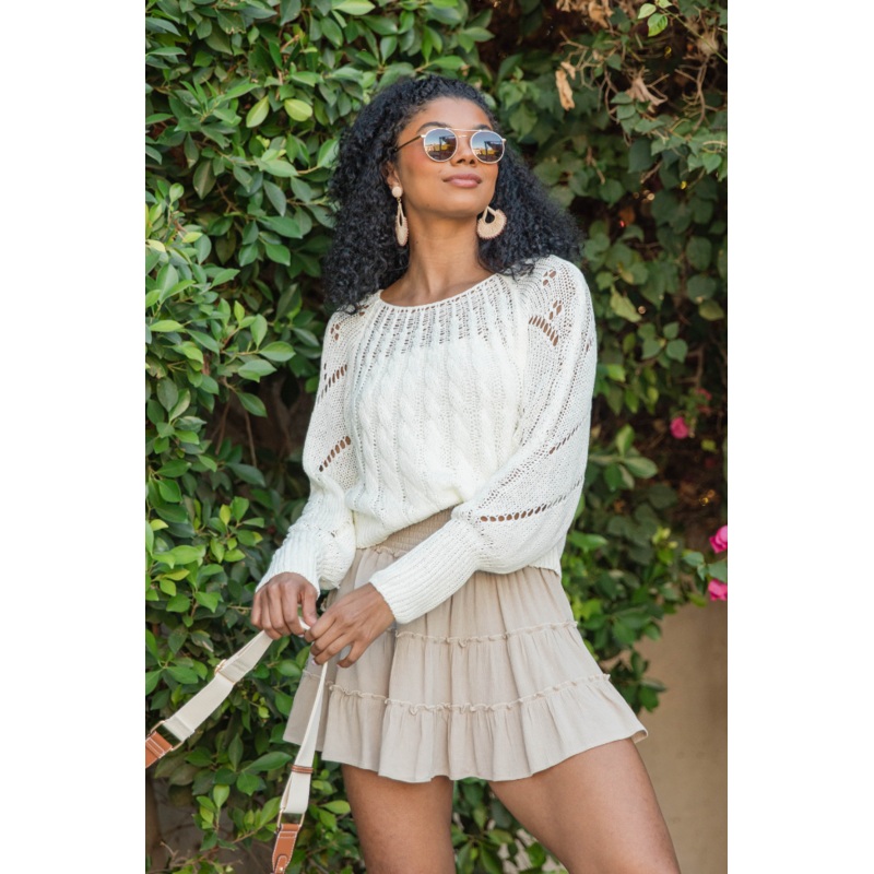 I’m Just Me Ivory Cable Knit Lightweight Sweater FINAL SALE