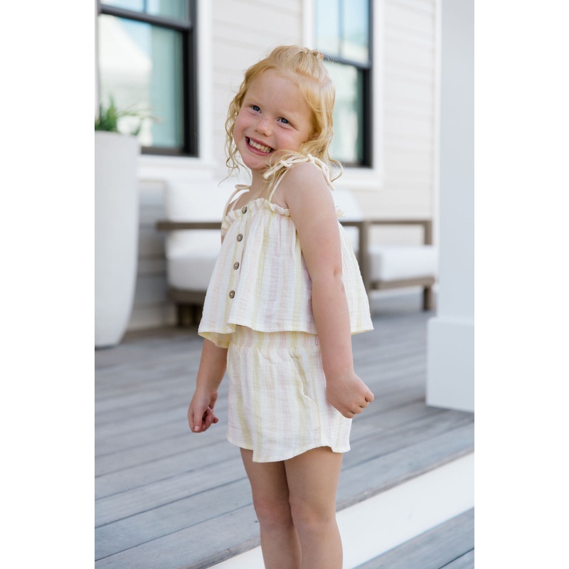 Kid’s Send A Postcard Striped Gauze Printed Set FINAL SALE