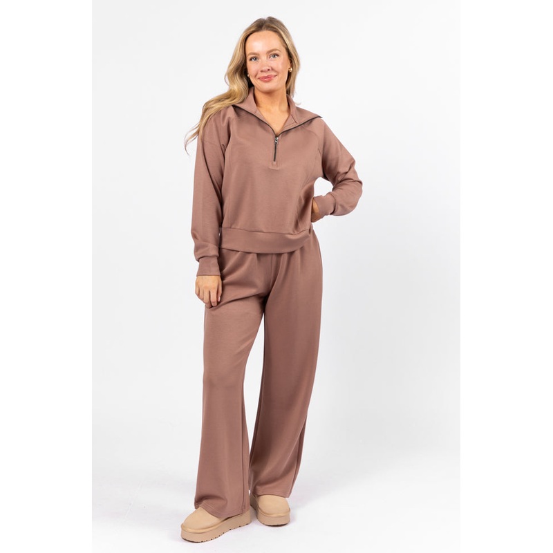 Let’s Just Stay Mocha Quarter Zip Knit Pullover FINAL SALE