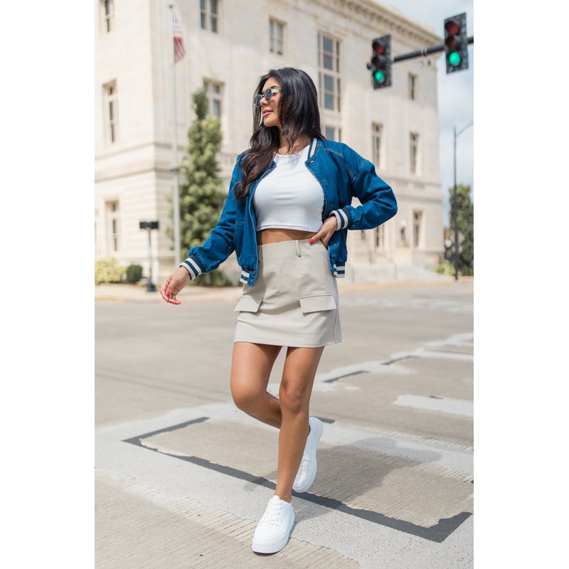 Never Left Me Denim Bomber Jacket FINAL SALE