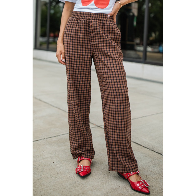 Daydreamer Brown and Black Plaid Boxer Pants FINAL SALE