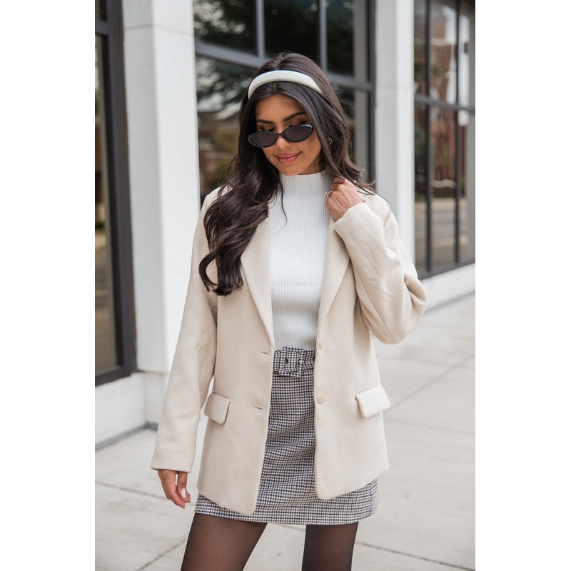 Do It Pronto Beige Wool Blend Blazer Jacket FINAL SALE