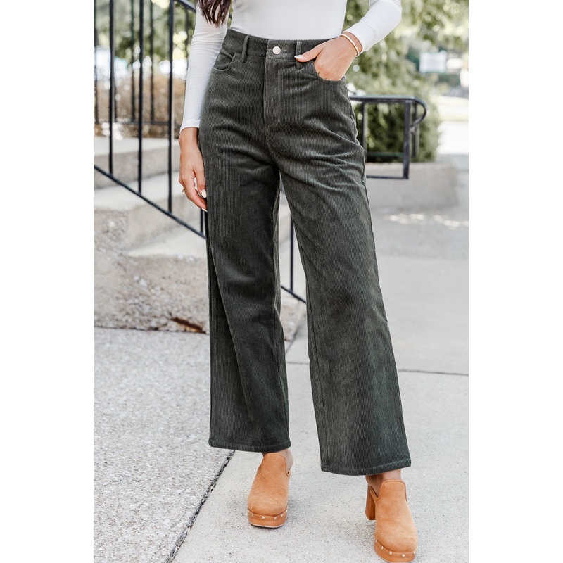 Get To Going Olive Corduroy Straight Leg Pants FINAL SALE