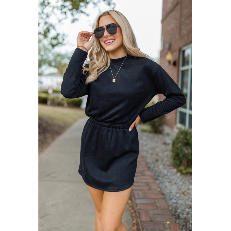 Hope In You Black Knit Long Sleeve Mini Dress FINAL SALE