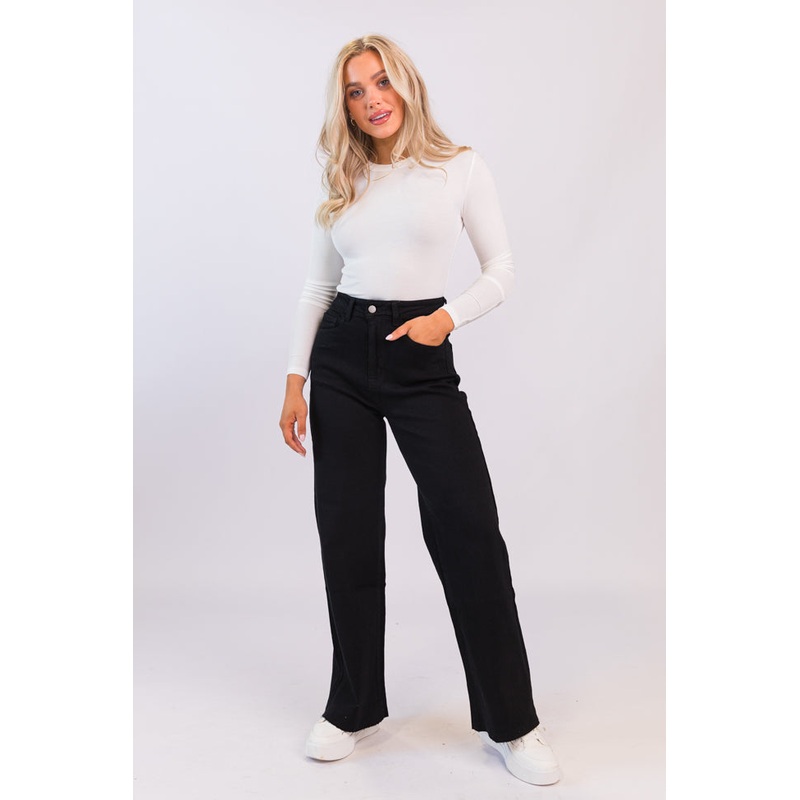 Kelsea Black Wash Wide Leg Jeans