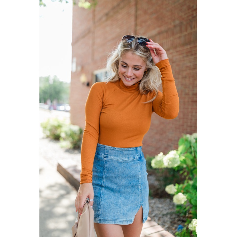 Make Your Choice Camel Ribbed Turtleneck Top FINAL SALE